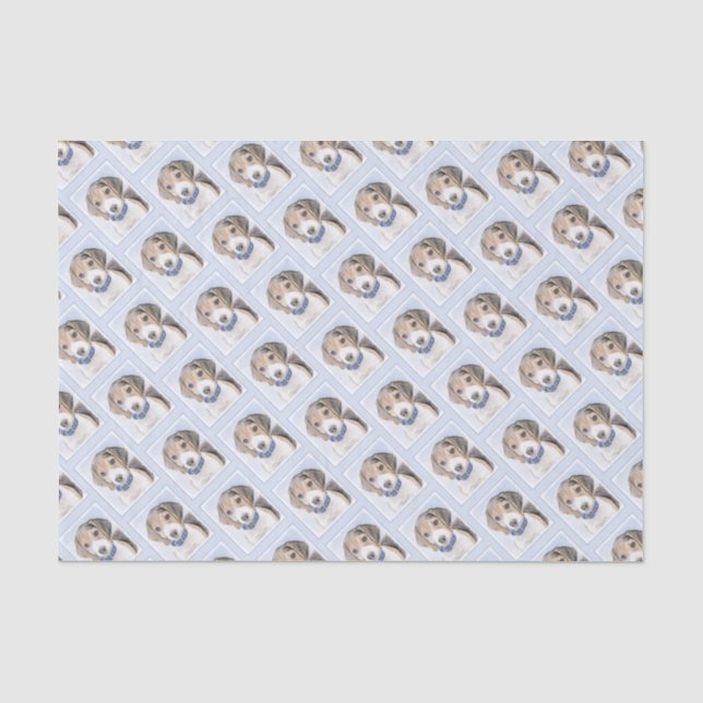 Papel De Seda Pintura Beagle - Arte Perro Original Cuto (Anverso)