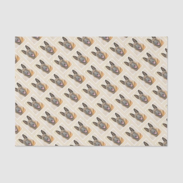 Papel De Seda Pintura belga malinois - Arte de perro original (Anverso)