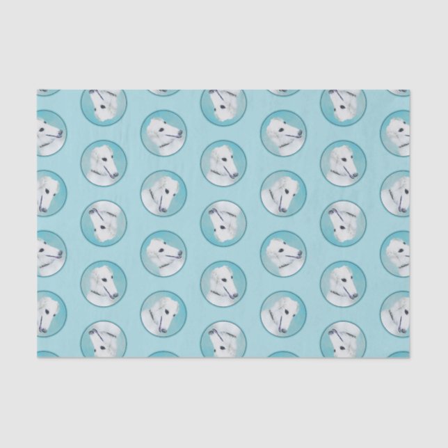 Papel De Seda Pintura blanca de Borzoi Arte de perro lobo ruso (Anverso)