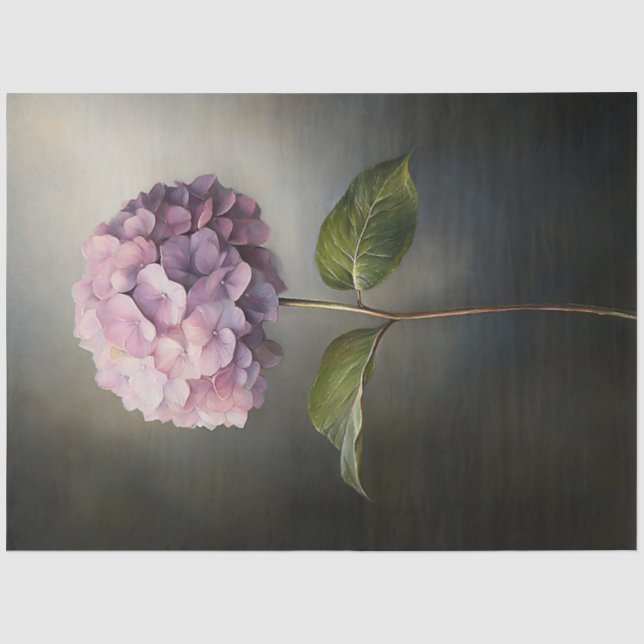 Papel De Seda Pintura botánica de Hortensia Morada Decoupage (Anverso)