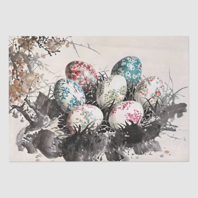 Papel De Seda Pintura con tinta de huevo Decoupage (Anverso)