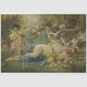 Papel De Seda Pintura de Aceite Cupido Vintage