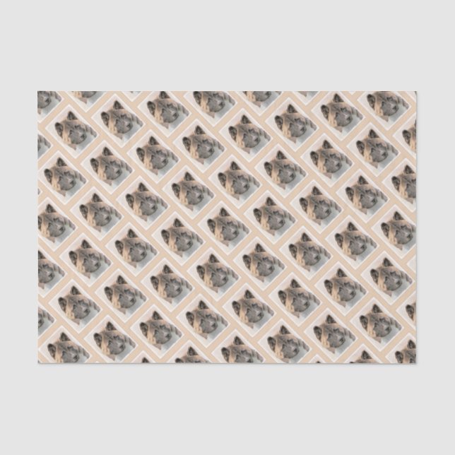 Papel De Seda Pintura de Akita - Arte de Perro Original. (Anverso)
