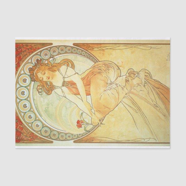 Papel De Seda Pintura de Alphonse Mucha (Anverso)