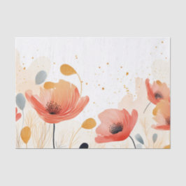 Papel De Seda Pintura de amapola roja acuarela