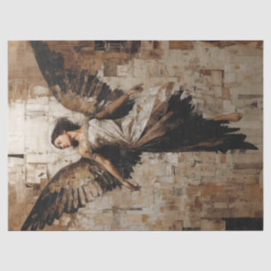 Papel De Seda Pintura de ángel alado etéreo en tonos terrosos