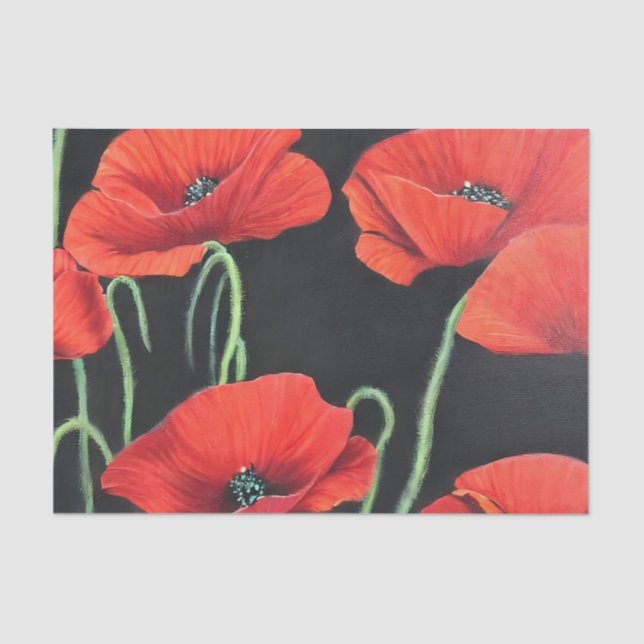 Papel De Seda Pintura de arte de Red Poppies (Anverso)
