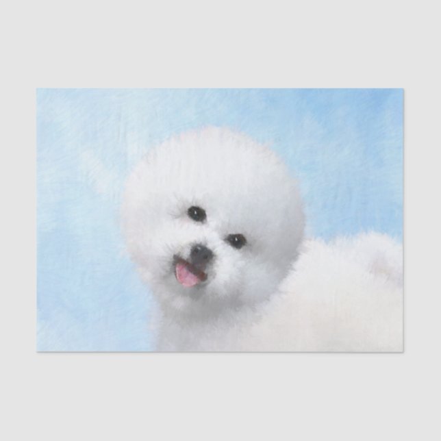 Papel De Seda Pintura de Bichon Frise - Arte de Perro Original. (Anverso)