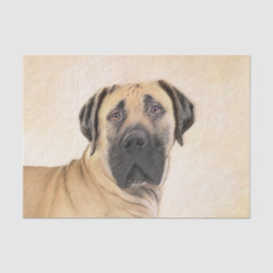 Papel De Seda Pintura de Boerboel - Arte Perro Original Cuto