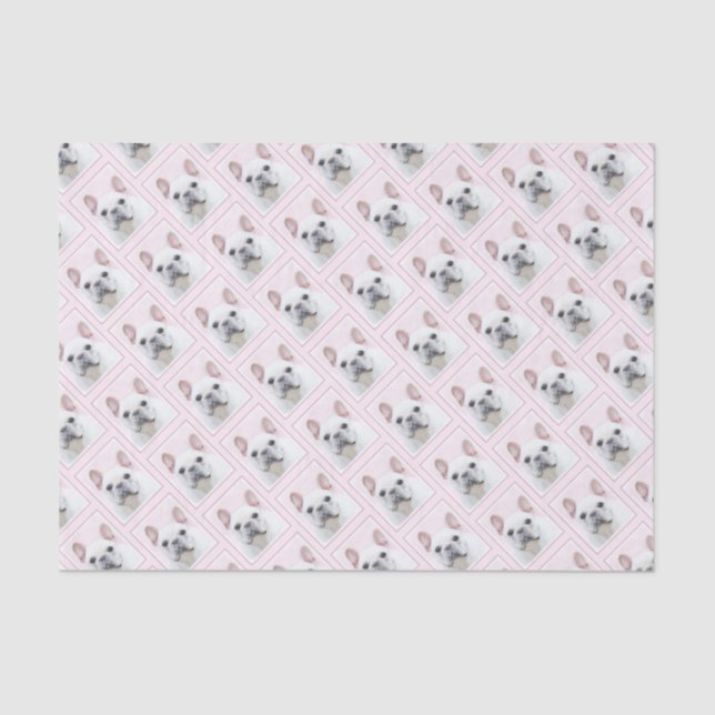 Papel De Seda Pintura de Bulldog francés (crema/blanco) - Arte d (Anverso)