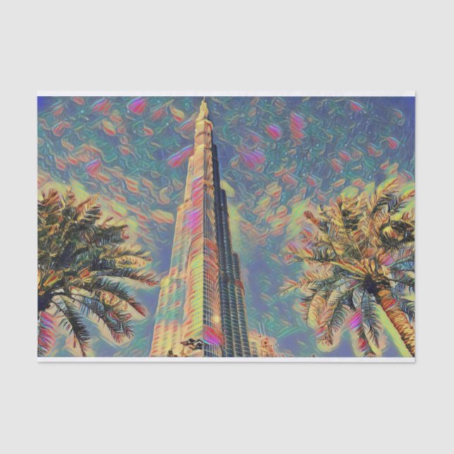 Papel De Seda Pintura de Burj Khalifa (Anverso)