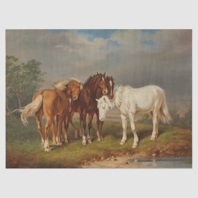Papel De Seda Pintura de caballo (Anverso)