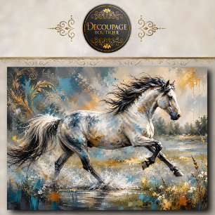 Papel De Seda Pintura de caballo gris abstracto