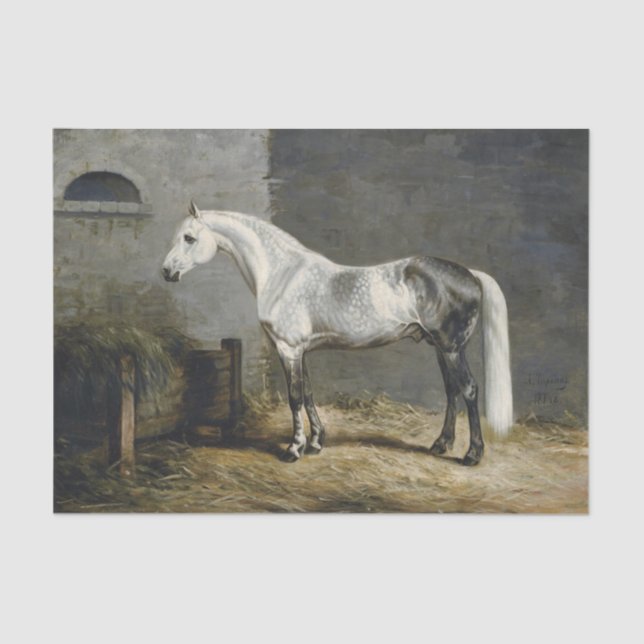 Papel De Seda Pintura de caballo gris de manzana (no IA) origina (Anverso)
