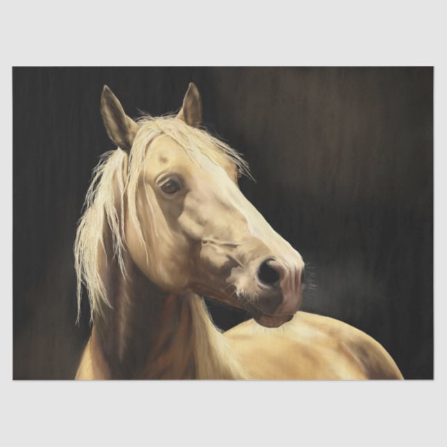 Papel De Seda Pintura de caballo salvaje Palomino (Anverso)