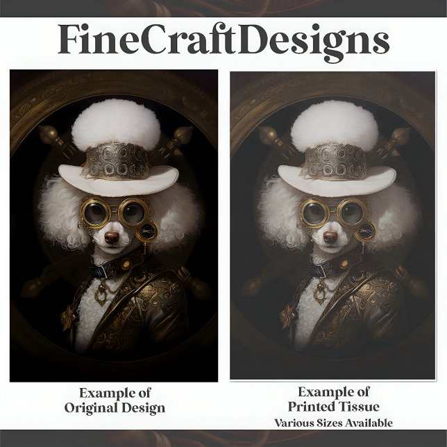 Papel De Seda Pintura de Caniche Blanco Bonito Estilo Steampunk  (Subido por el creador)