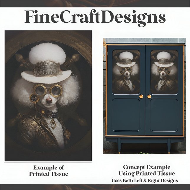 Papel De Seda Pintura de Caniche Blanco Bonito Estilo Steampunk  (Subido por el creador)