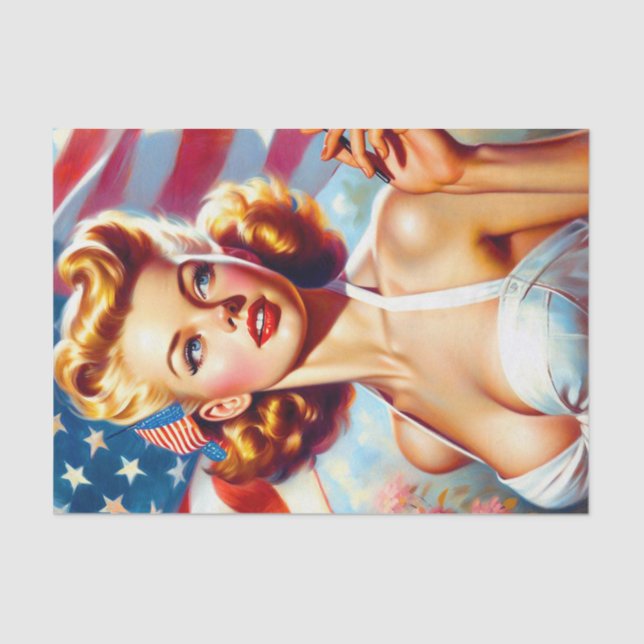 Papel De Seda Pintura de Chica estadounidense vintage (Anverso)