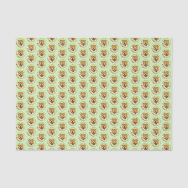 Papel De Seda Pintura de Chow Chow - Arte Perro Original. (Anverso)