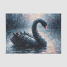 Pintura de cisne negro nadando