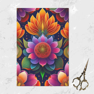 Papel De Seda Pintura de color Naranja rosa floral