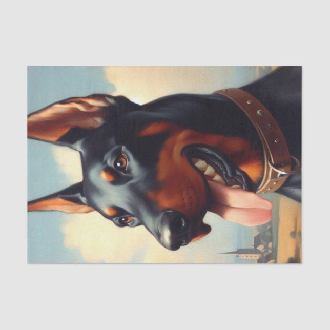 Papel De Seda Pintura de Doberman Vintage (Anverso)