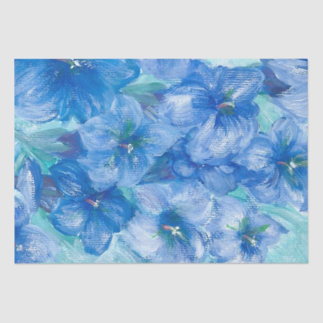 Papel De Seda Pintura de flor silvestre azul gentiano (Anverso)