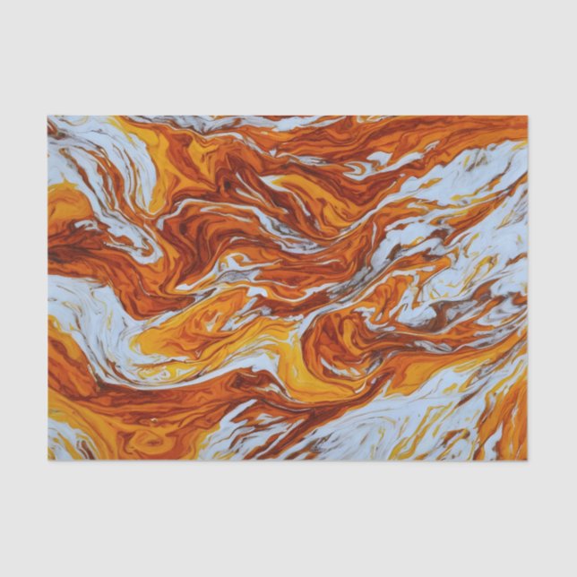 Papel De Seda pintura de fluidos naranja y blanco (Anverso)
