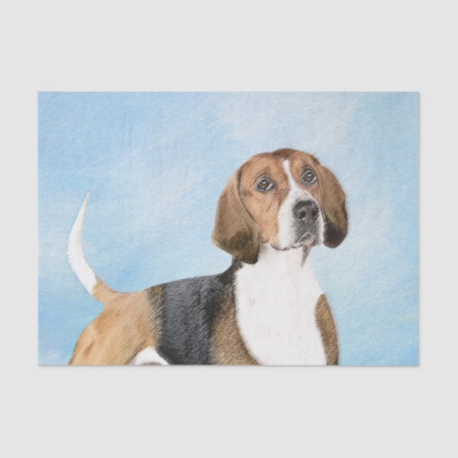 Papel De Seda Pintura de Foxhound inglesa - Arte Perro Original  (Anverso)