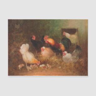 Papel De Seda Pintura de gallos, gallinas y chichas