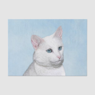 Papel De Seda Pintura de gato blanco - Arte de gato original lin