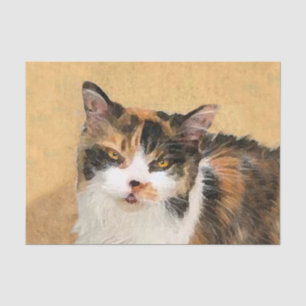 Papel De Seda Pintura de gato calico - Arte de gato original lin