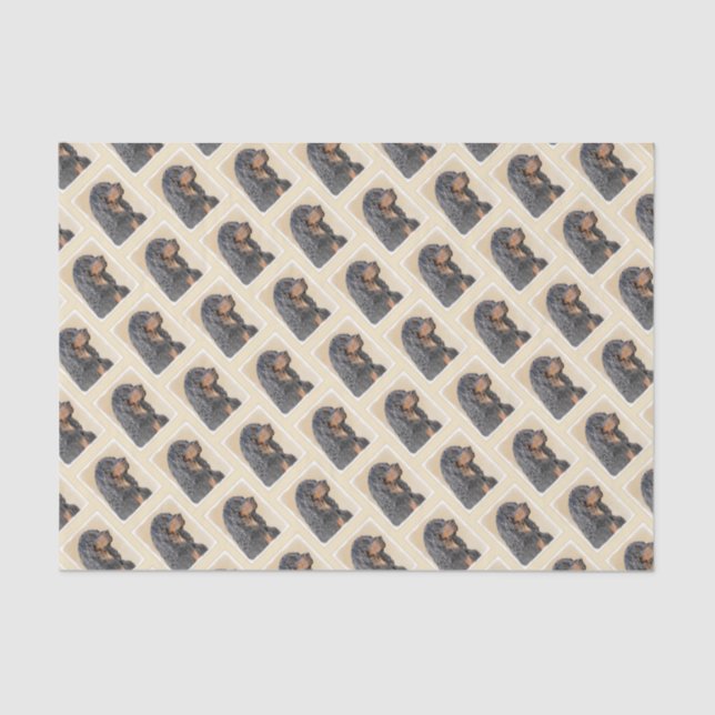 Papel De Seda Pintura de Gordon Setter - Arte de Perro Original. (Anverso)