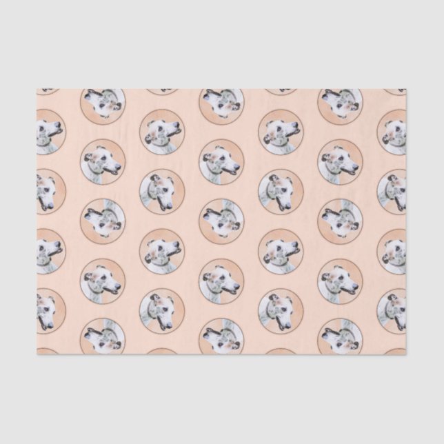 Papel De Seda Pintura de Greyhound Cute Rojo Blanco Original Per (Anverso)