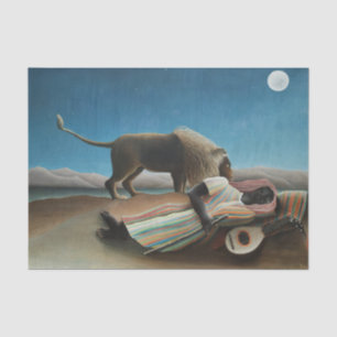 Papel De Seda Pintura de león gitano durmiente de Henri Rousseau