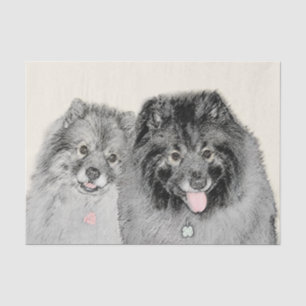 Papel De Seda Pintura de madre y hijo Keeshond - Arte de perro o