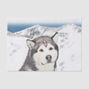 Papel De Seda Pintura de Malamute de Alaska - Arte de Perro Orig