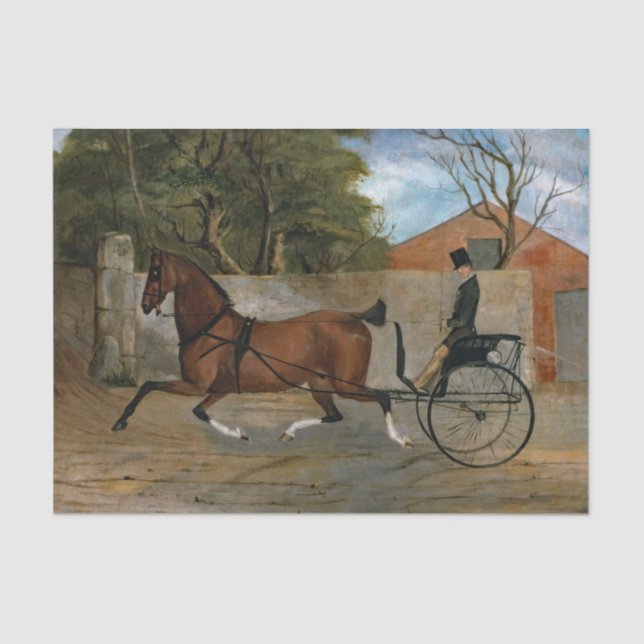 Papel De Seda Pintura de malla de caballos de época (Anverso)