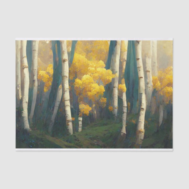 Papel De Seda Pintura de montaña de Aspen Autumn Trees (Anverso)