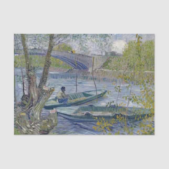 Papel De Seda Pintura de muelle de pesca Van Gogh (Anverso)