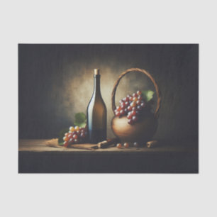 Papel De Seda Pintura de Naturaleza Muerta de Vino y Uvas Decoup