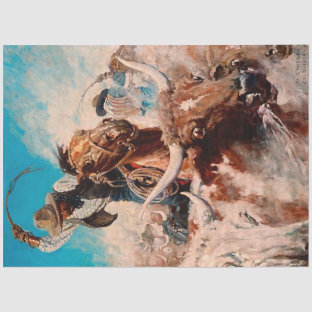 Papel De Seda Pintura de NC Wyeth “Cutting Out” (Anverso)