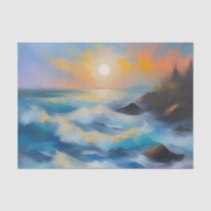 Papel De Seda Pintura de olas de mar azul claro bajo el sol
