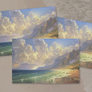 Papel De Seda Pintura de paisaje desvaído de puesta de sol en la