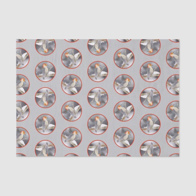 Papel De Seda Pintura de pájaro de madera roja (Anverso)