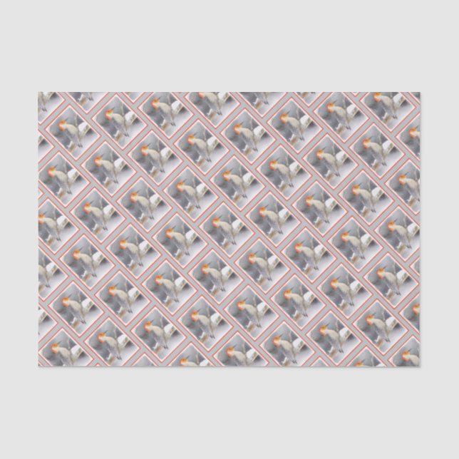 Papel De Seda Pintura de pájaro de madera roja (Anverso)