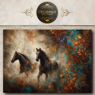 Papel De Seda Pintura de par de caballos occidentales