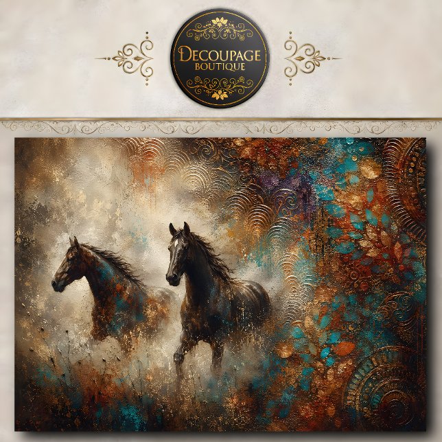 Papel De Seda Pintura de par de caballos occidentales (Western Horse Pair Painting Tissue Paper)