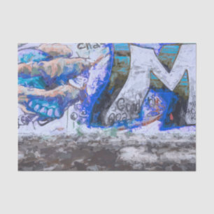 Papel De Seda Pintura de pared callejera urbana grunge azul Graf