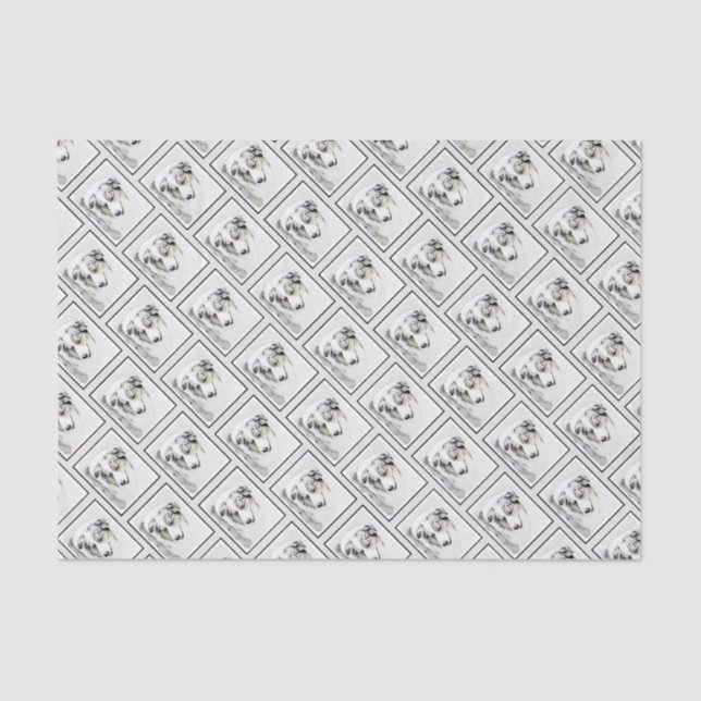 Papel De Seda Pintura de pastor australiano - Arte original de p (Anverso)